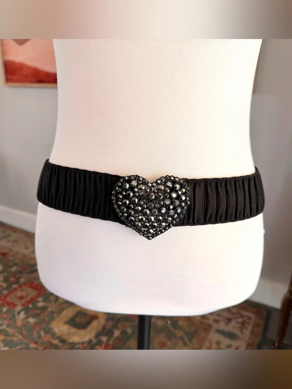 Black Heart Gem Stretch Belt